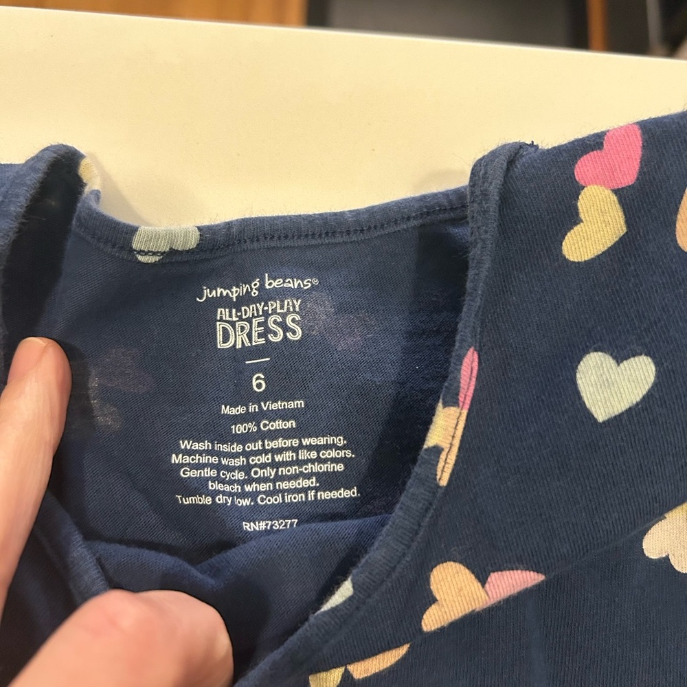 Jumping Beans Navy Dress with Colorful Heart Pattern - Picture 2 of 3